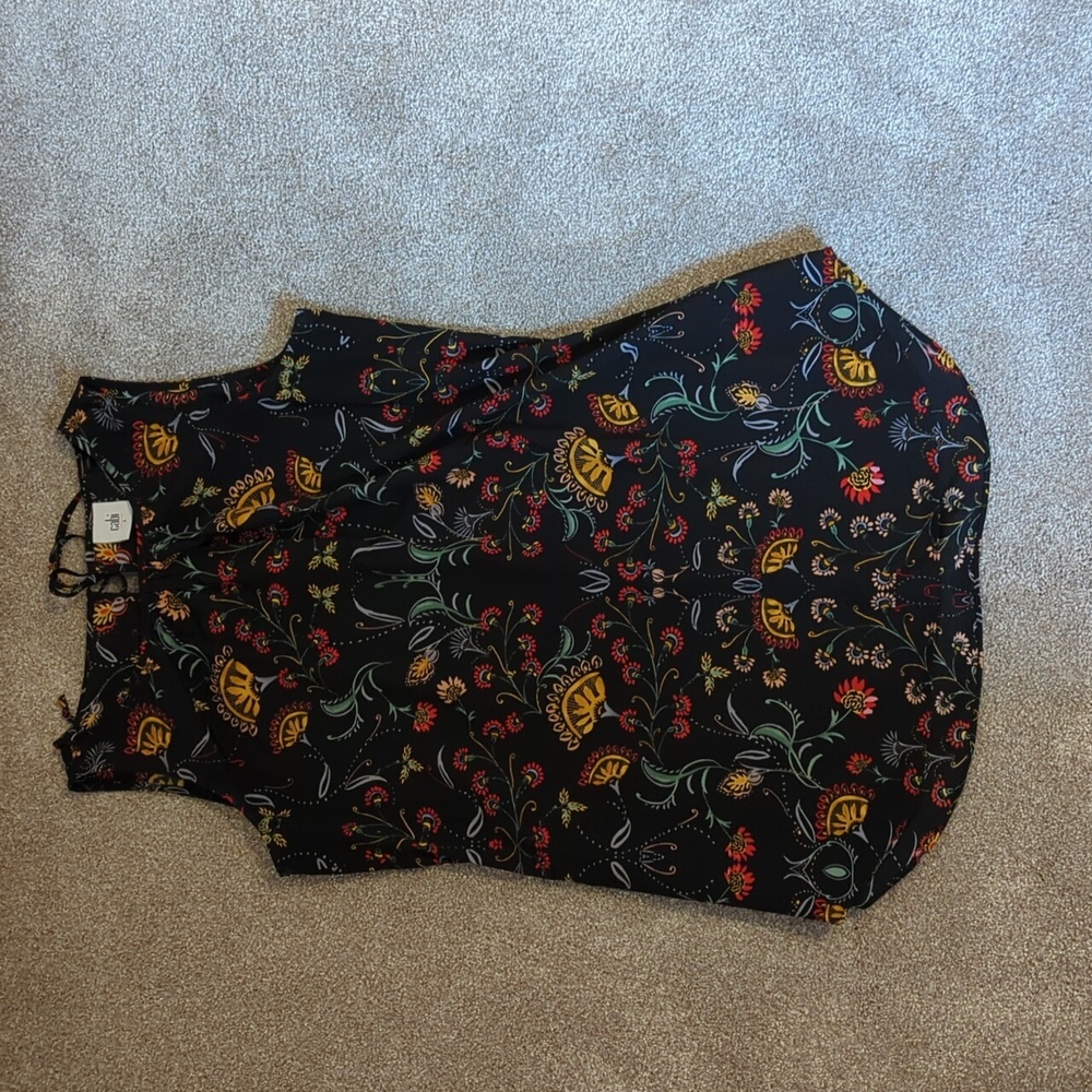 Cabi fall floral blouse with tie back S